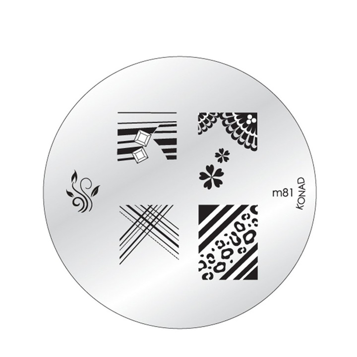 Matrita Konad inox M81, pentru decorarea unghiilor, reutilizabila