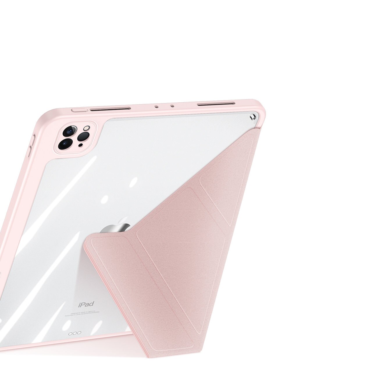 Husa de protectie pentru Apple iPad Pro 12.9" 2018/2020/2021, Smart Flip cover, cu fata detasabila si suport Landscape, Roz, HUR-BBL7095
