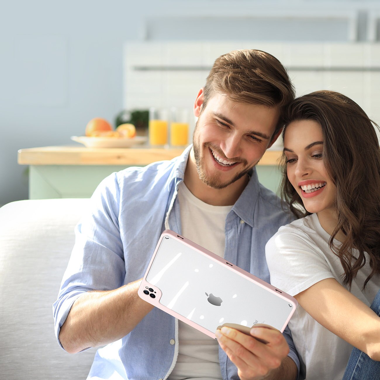 Husa de protectie pentru Apple iPad Pro 12.9" 2018/2020/2021, Smart Flip cover, cu fata detasabila si suport Landscape, Roz, HUR-BBL7095