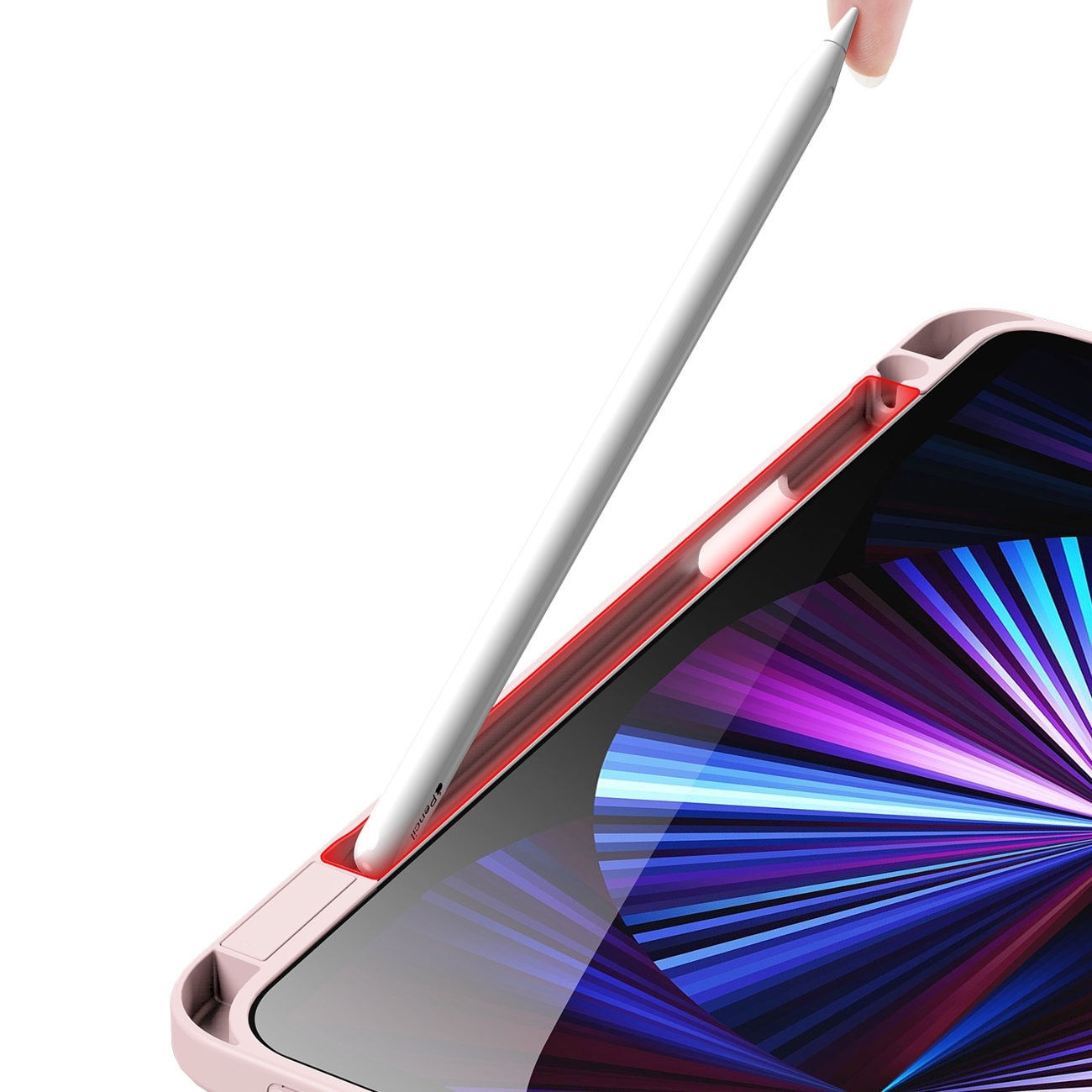 Husa de protectie pentru Apple iPad Pro 12.9" 2018/2020/2021, Smart Flip cover, cu fata detasabila si suport Landscape, Roz, HUR-BBL7095