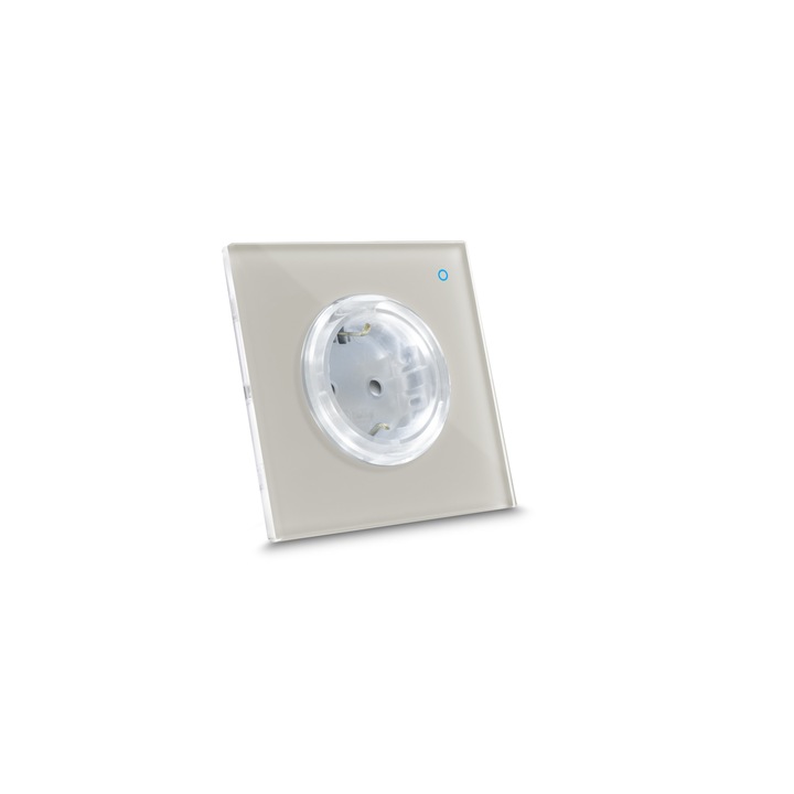 Priza simpla smart 2P+T rama sticla Nisip Iotty