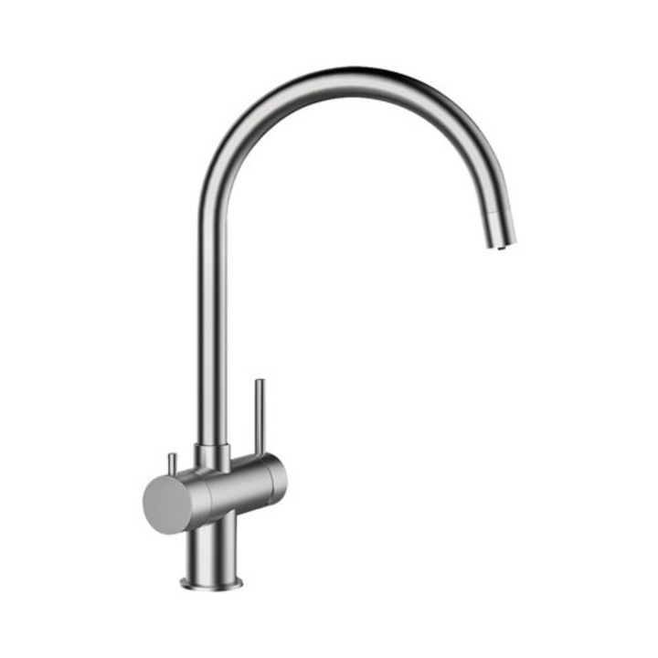 Ares konyhai csaptelep, 3 utas, kerámiapatron, szálcsiszolt rozsdamentes acél