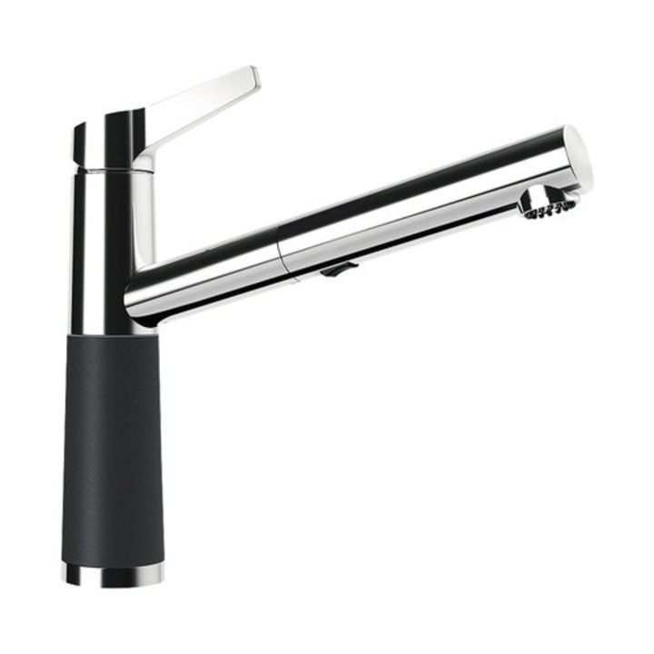 Кухненски смесител с изтеглящ се душ SC-510, 2 типа струя, керамичен патрон, Cristadur Magma