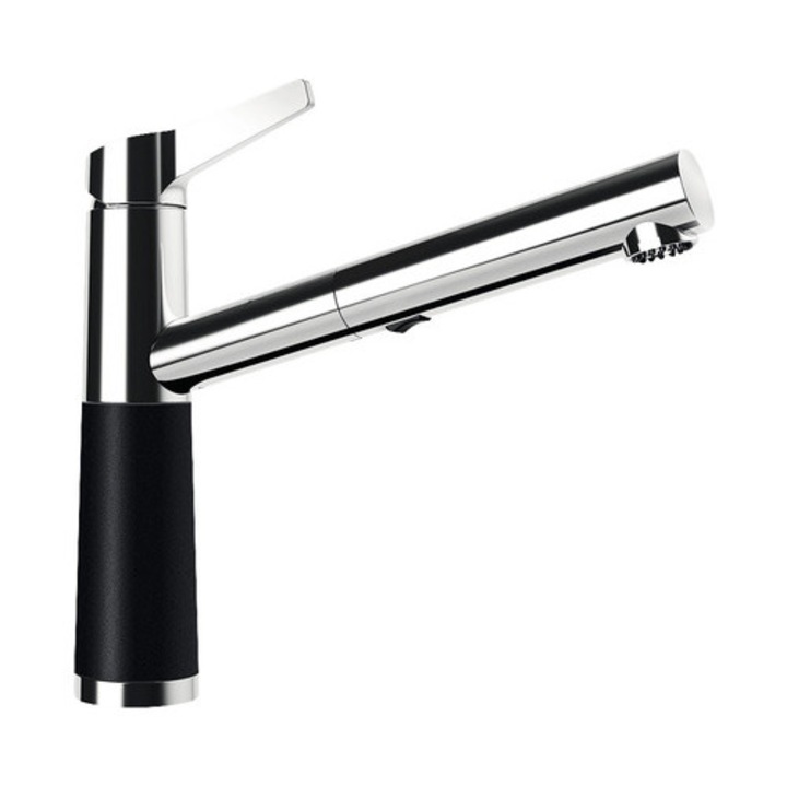 Кухненски смесител с изтеглящ се душ SC-510, 2 типа струя, керамичен патрон, Cristadur Puro