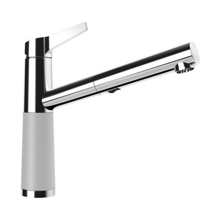 Konyhai csaptelep kihúzható zuhanyzóval SC-510, 2 féle fúvóka, kerámiapatron, Cristalite Croma