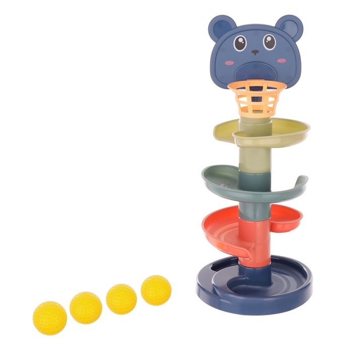 Писта за топки за деца, Многоцветна, Мече, 9 артикула