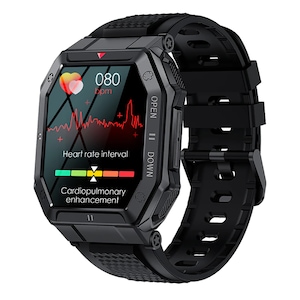 Ceas smartwatch barbati TechONE® K55, 1.85 inch IPS HD, multi sport, apel bluetooth 5.0, agenda, ritm cardiac inteligent, oxigen, rezistent la apa IP68, difuzor, notificari, vibratii, negru