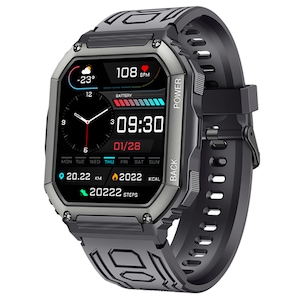 Ceas smartwatch barbati TechONE® KR06 Plus, 1.8 inch IPS Star HD, multi sport, apel bluetooth 5.0, agenda, ritm cardiac inteligent, oxigen, rezistent la apa IP67, difuzor, notificari, vibratii, negru