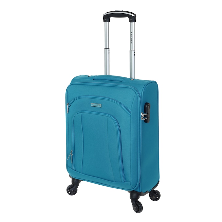 Куфар Diplomat ZC 444, за ръчен багаж, 55 cm, Полиестер, С 4 колела, Тюркоаз