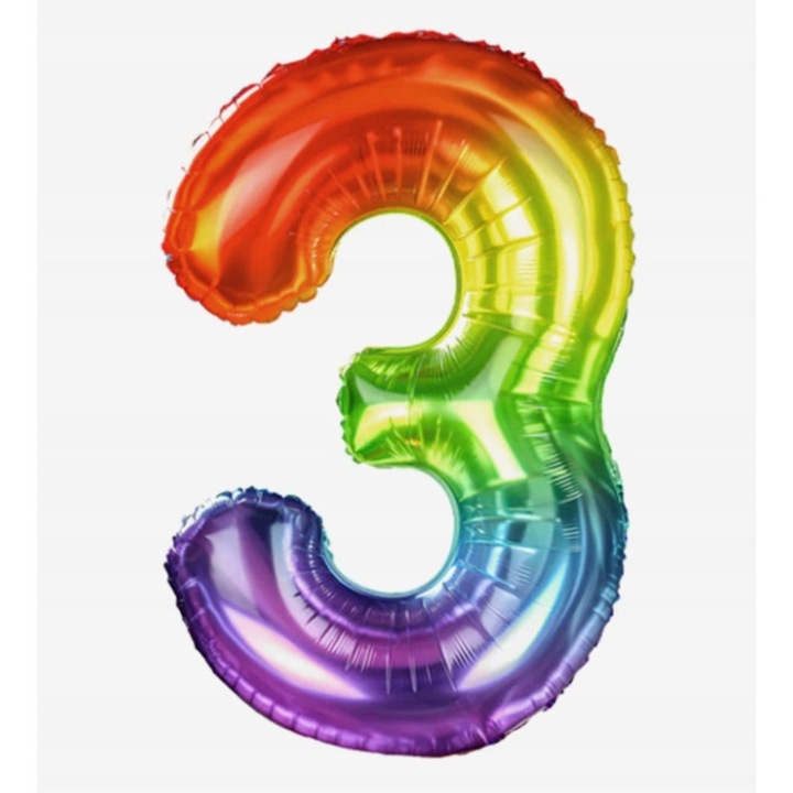 Балон за рожден ден, Vixen, Номер 3, 100 см, Многоцветен