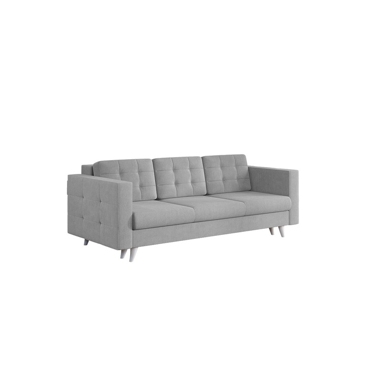 Canapea Santorini, extensibila, lada depozitare, stofa, 225 x 105 x 90 cm, Gri Deschis