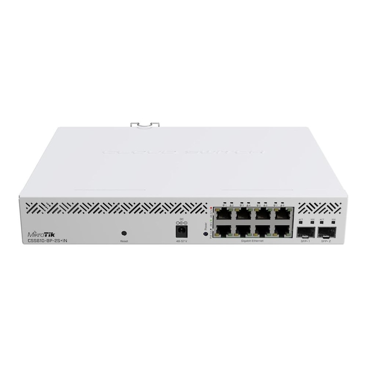 Switch MikroTik CSS610-8P-2S+IN, 8 x Gigabit Ethernet ports, 2 x SFP, PoE out