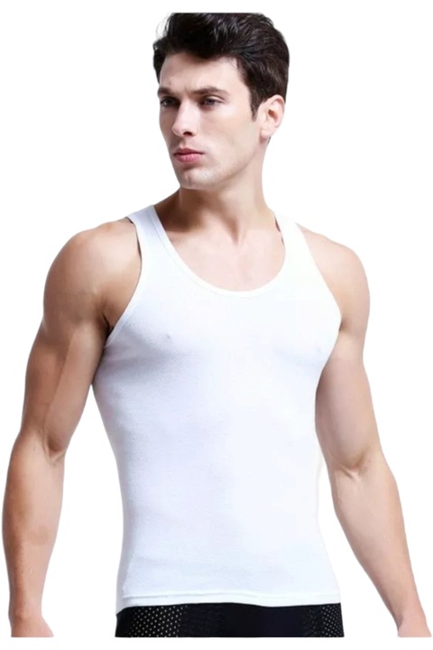 Мъжки потник, StarFashion, 100% тетра памук, Бял