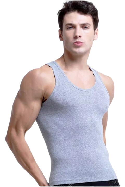 Мъжки потник, StarFashion, 100% тетра памук, Сив