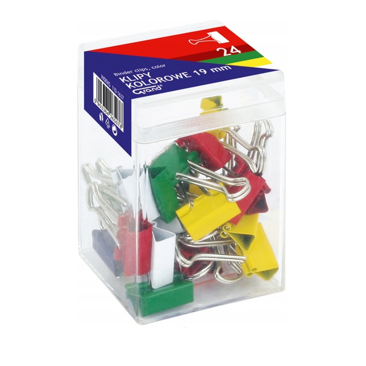Комплект 24 кламера 19мм многоцветни