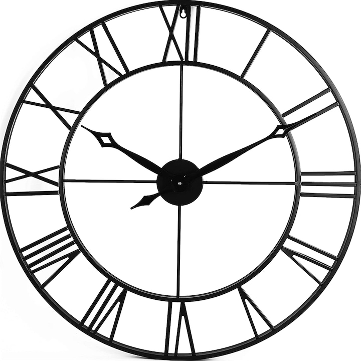 Стенен часовник JUP 8867-04, Метален, За закрито, 60см, Черен