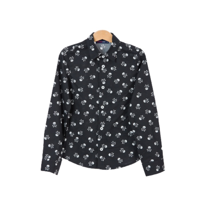 Camasa baieti Be You, neagra, imprimeu cranii