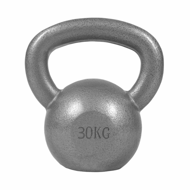 Kettlebell din fier, Gorilla Sports, 30 KG, Argintiu