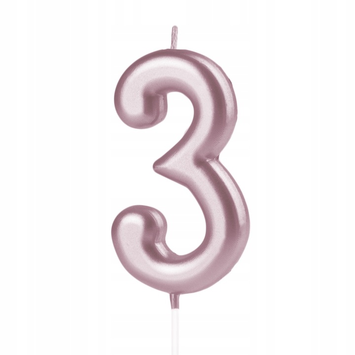 Lumanare tort cifra 3, Party, 10 cm, Rose gold