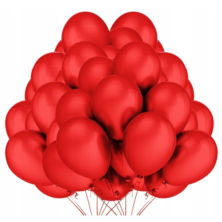 Комплект 50 балона, Vixen, латекс, 30 см, червен металик