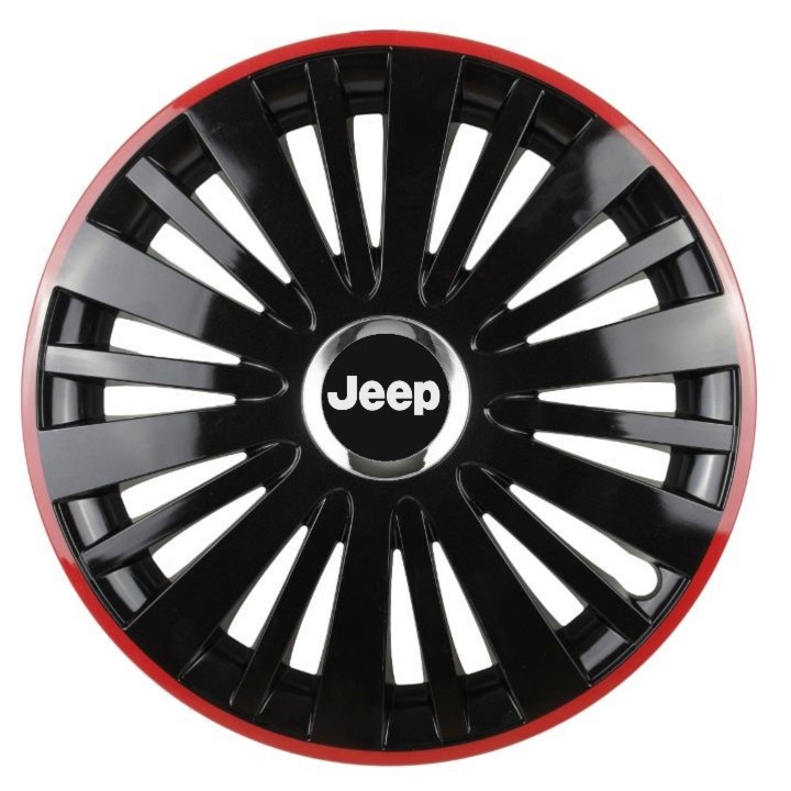 Set 4 capace roti Red/Black cu inel cromat R16 pentru gama auto Jeep