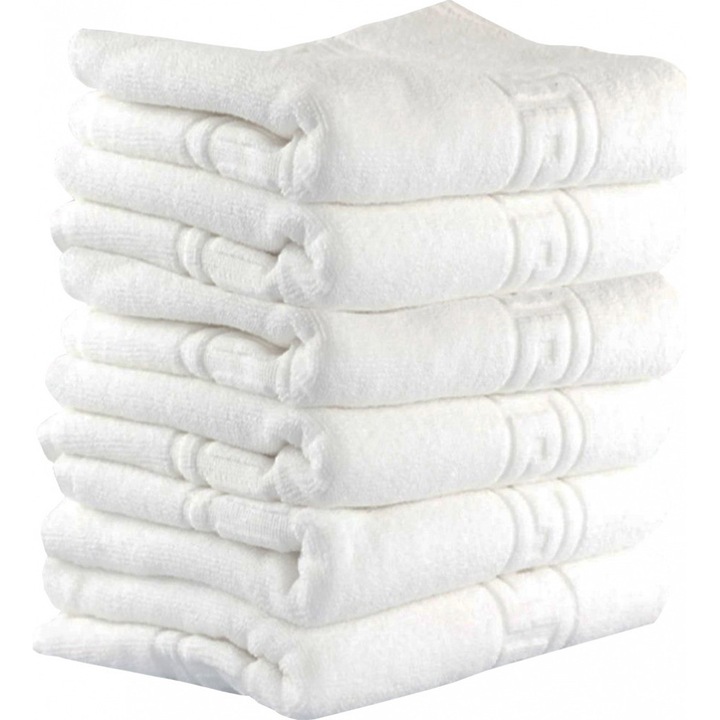 Set 3 prosoape Kotonia Home Hotel - Greek Border, 70x140 cm, 100% bumbac, Alb