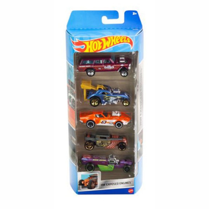 5 db Hot Wheels autóból álló készlet, szabad motorral