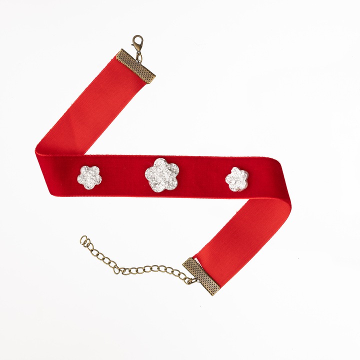 Choker Flori de gheata, rosu