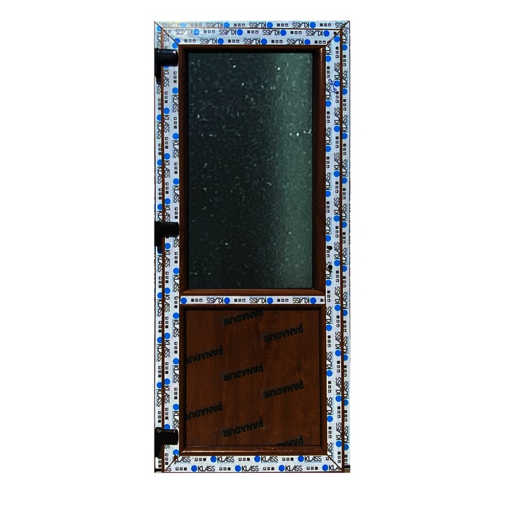 Usa de intrare (interior/exterior), Termopan/PVC, Hamburg 60% sticla, culoare Nuc, dimensiune, 90x210