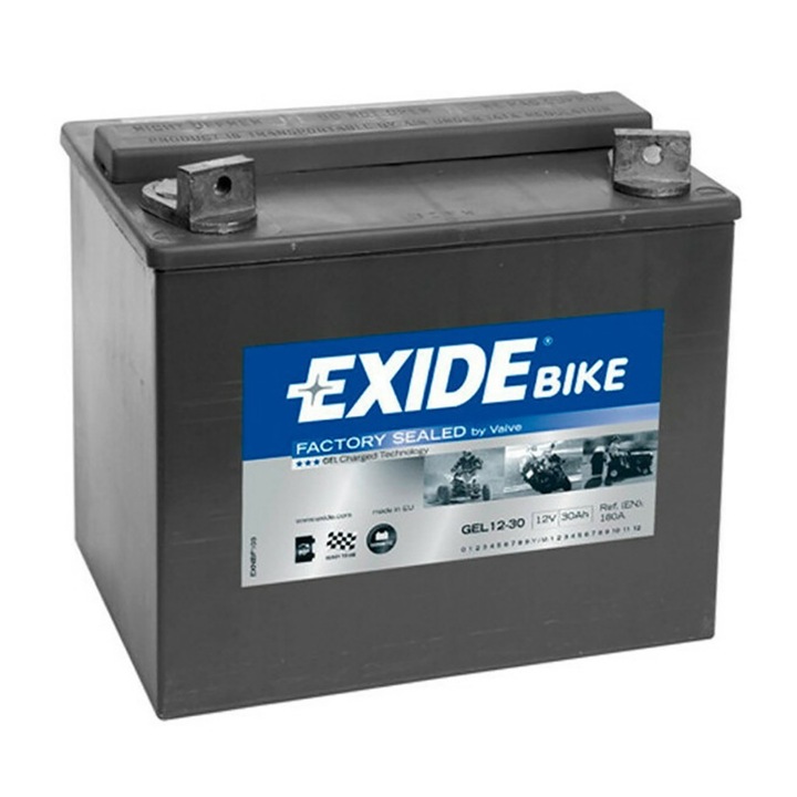 Baterie moto, Exide Batteries, 12V, 30Ah, 180A, 197x132x186mm, Negru
