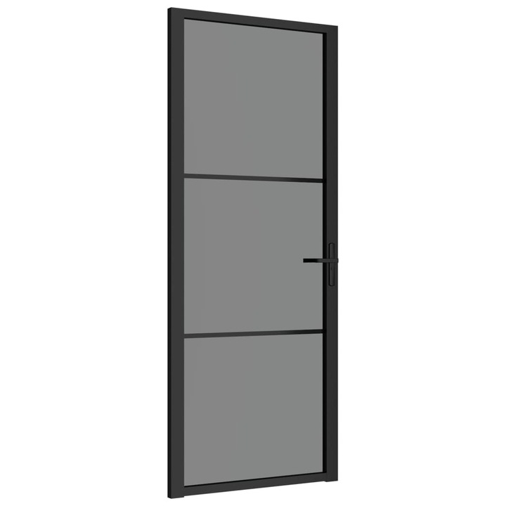 Usa de interior vidaXL, 83x201,5 cm, negru, sticla ESG si aluminiu, 22.74 kg