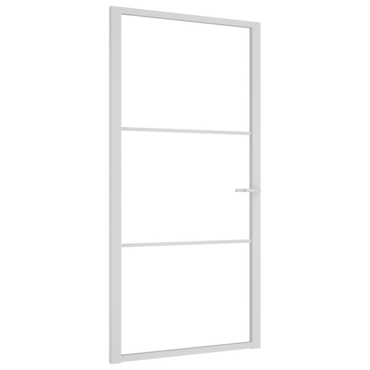Usa de interior vidaXL, 102,5x201,5 cm, alb, sticla ESG si aluminiu, 27.19 kg
