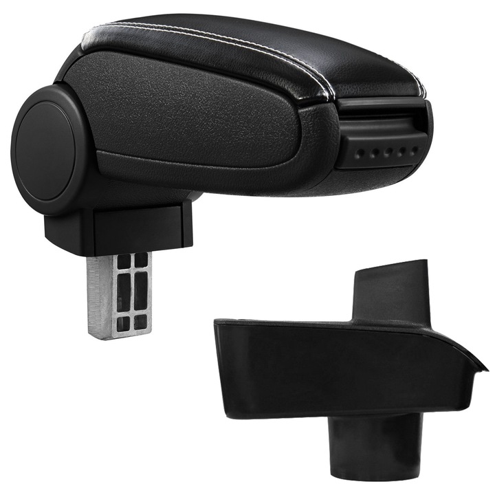 Cotiera pentru Ford Fiesta 6 MK6 7 MK7 (06.2008-01.2017), marca AVR®, negru, piele ecologica cu cusatura alba