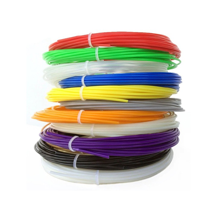 Set 20 Rezerve Filament pentru Creion 3D, TOYS DEPO, PLA 10m, Multicolor, 1.75 mm, 200 m