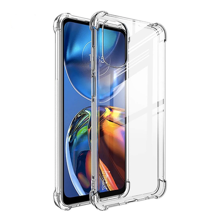 Капак против удар, съвместим с Motorola Moto E32 / E32s, Crystal Clear, Slim Fit, TPU Silicone, Extreme Protection, Transparent
