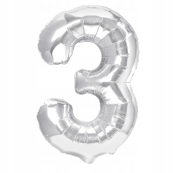 Балон за рожден ден, Vixen, Номер 3, 100 см, Сребро