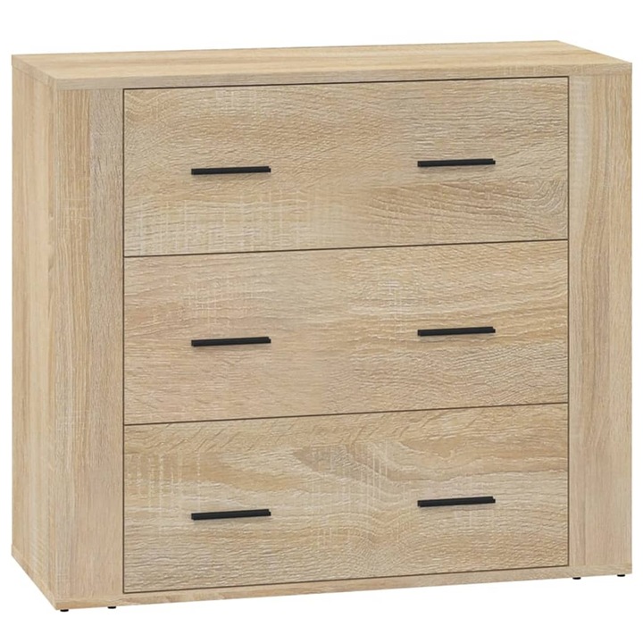 Comoda Zakito Europe, 3 sertare, sonoma stejar, 80x33x70cm