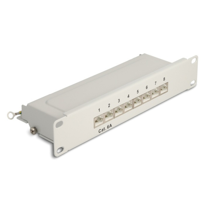 Delock 10 patch panel 8 porttal Cat.6A 1U szürke (DL-66873)