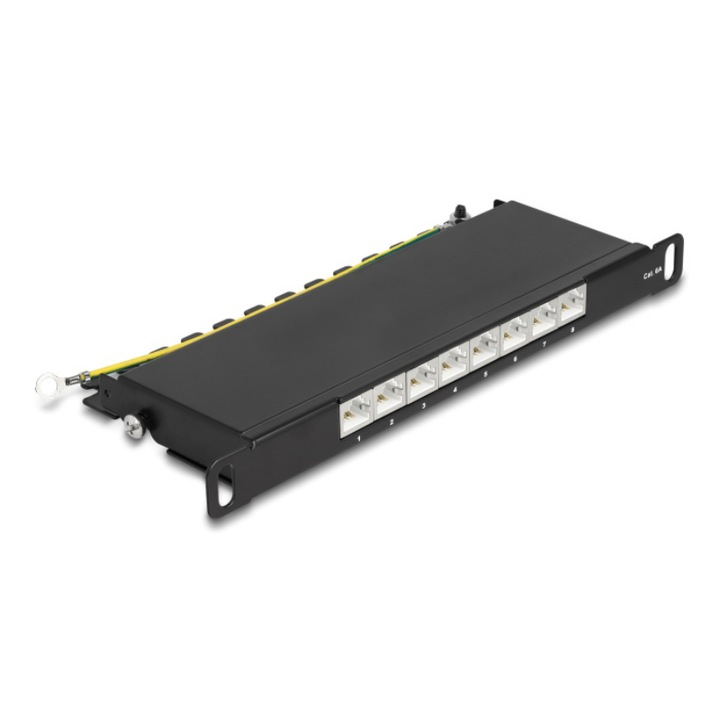 Пач панел, Delock, Метал, 8 порта, Черен