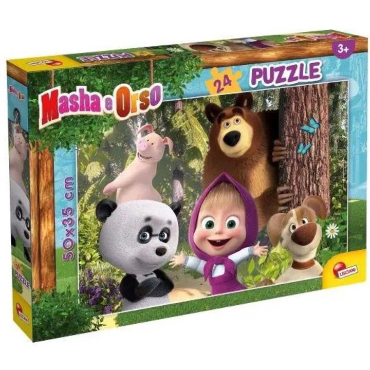 Lisciani Puzzle - Puzzle Mása és a medve - Az erdőben 24 darab - 1 - 39 darab