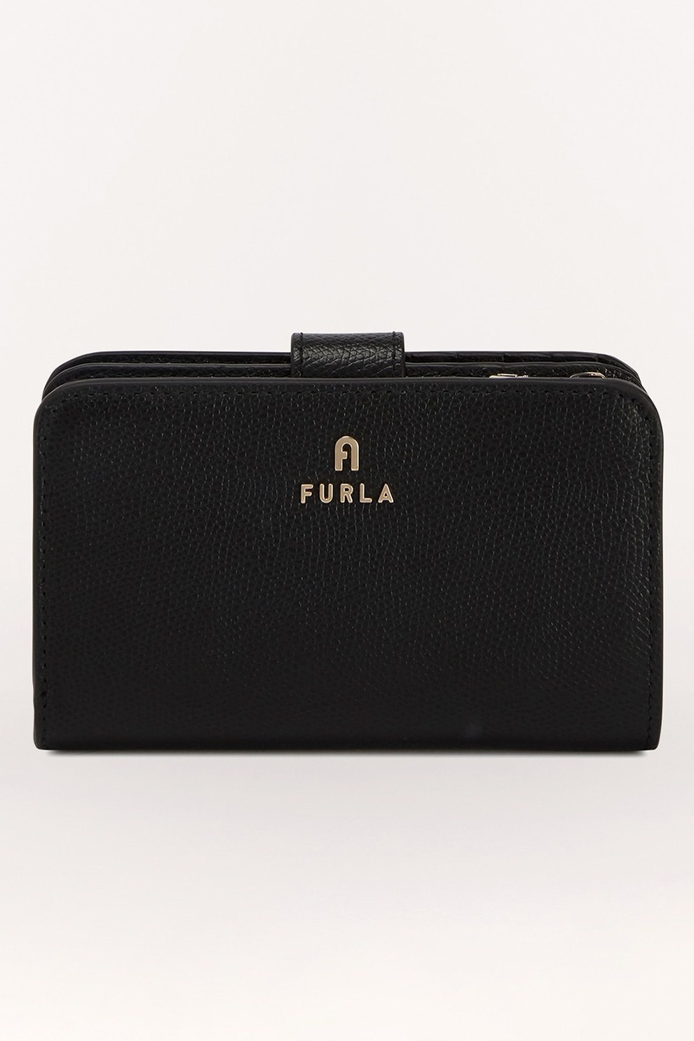 Furla, Portofel mic din piele cu aplicatie logo Camelia, Negru - eMAG.ro