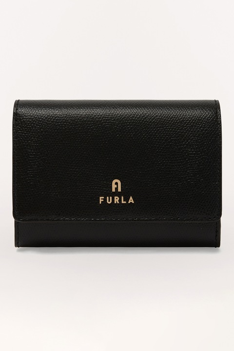 Furla, Кожено портмоне Camelia с метално лого, Черен