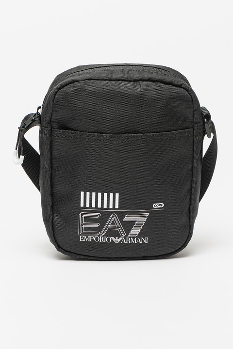 EA7, Geanta crossbody unisex cu imprimeu logo, Negru, Alb