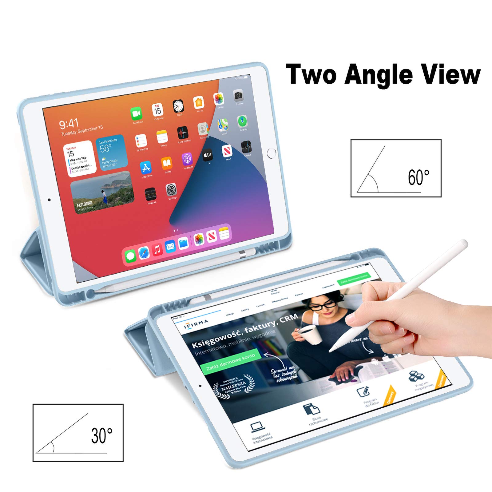 Husa tableta, NOUSEG, Pentru iPad 10,2 2021/2020 9th/8th, TPU, Albastru