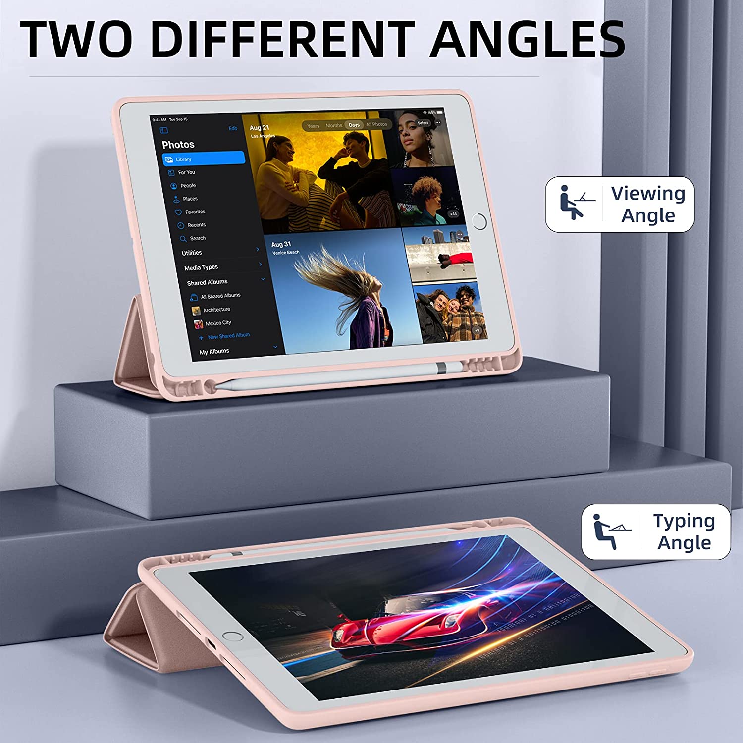 Husa tableta, NOUSEG, Pentru iPad 10,2 2021/2020 9th/8th, TPU, Roz