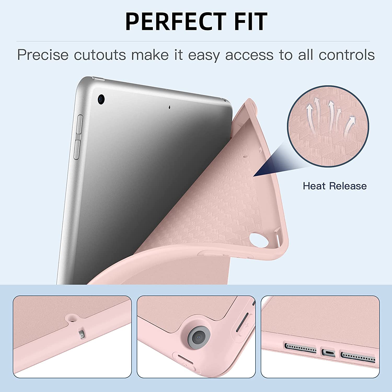 Husa tableta, NOUSEG, Pentru iPad 10,2 2021/2020 9th/8th, TPU, Roz