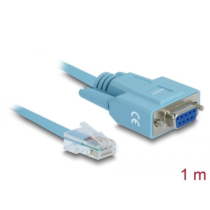 Delock RS-232 DB9 típusú adapter anya > 1 x RS-232 RJ45 soros apa 1 m (DL-63341)