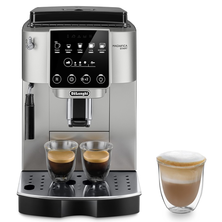 Кафеавтомат De'Longhi Magnifica Start ECAM 220.30.SB, 1450 W, 1,8 л, 15 bar, Ръчна система за разпенване на мляко, Черен/Сребрист