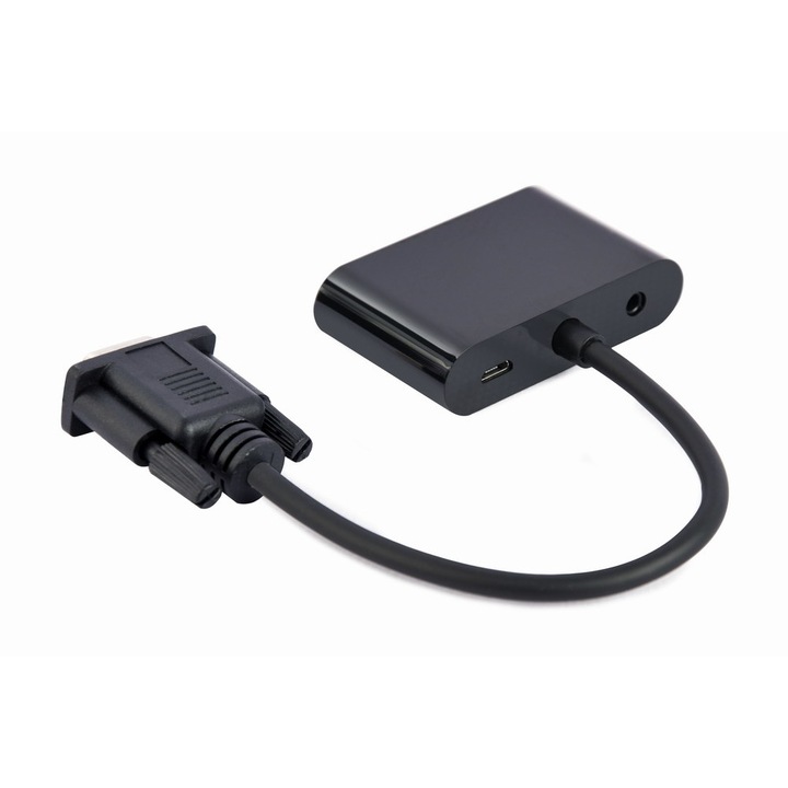 Gembird A-VGA-HDMI-02 VGA - HDMI + VGA adapter, kábelhossz: 0,15m, fekete