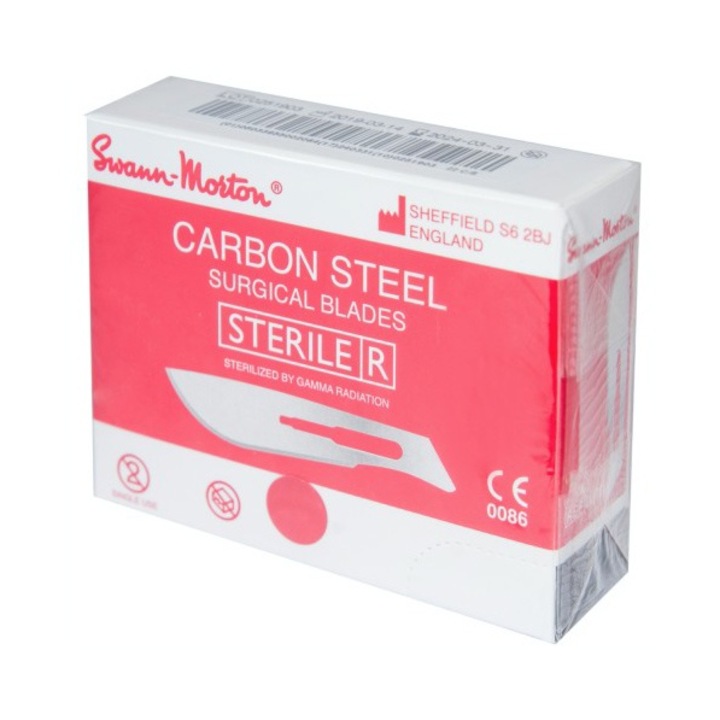 Lame bisturiu Swann Morton, dimensiune 22, nr. 4, 100 buc